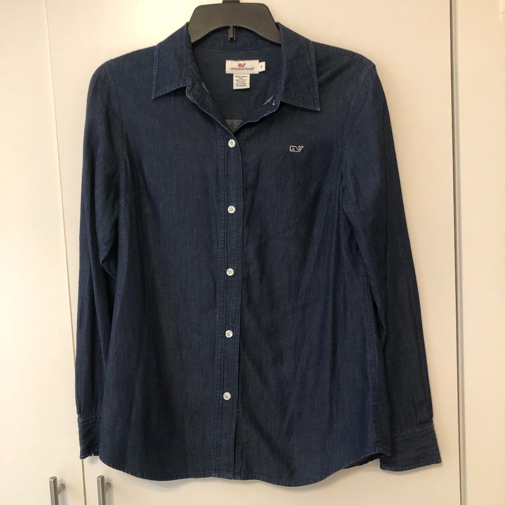 Vineyard Vines Dark Wash Chambray Button Down